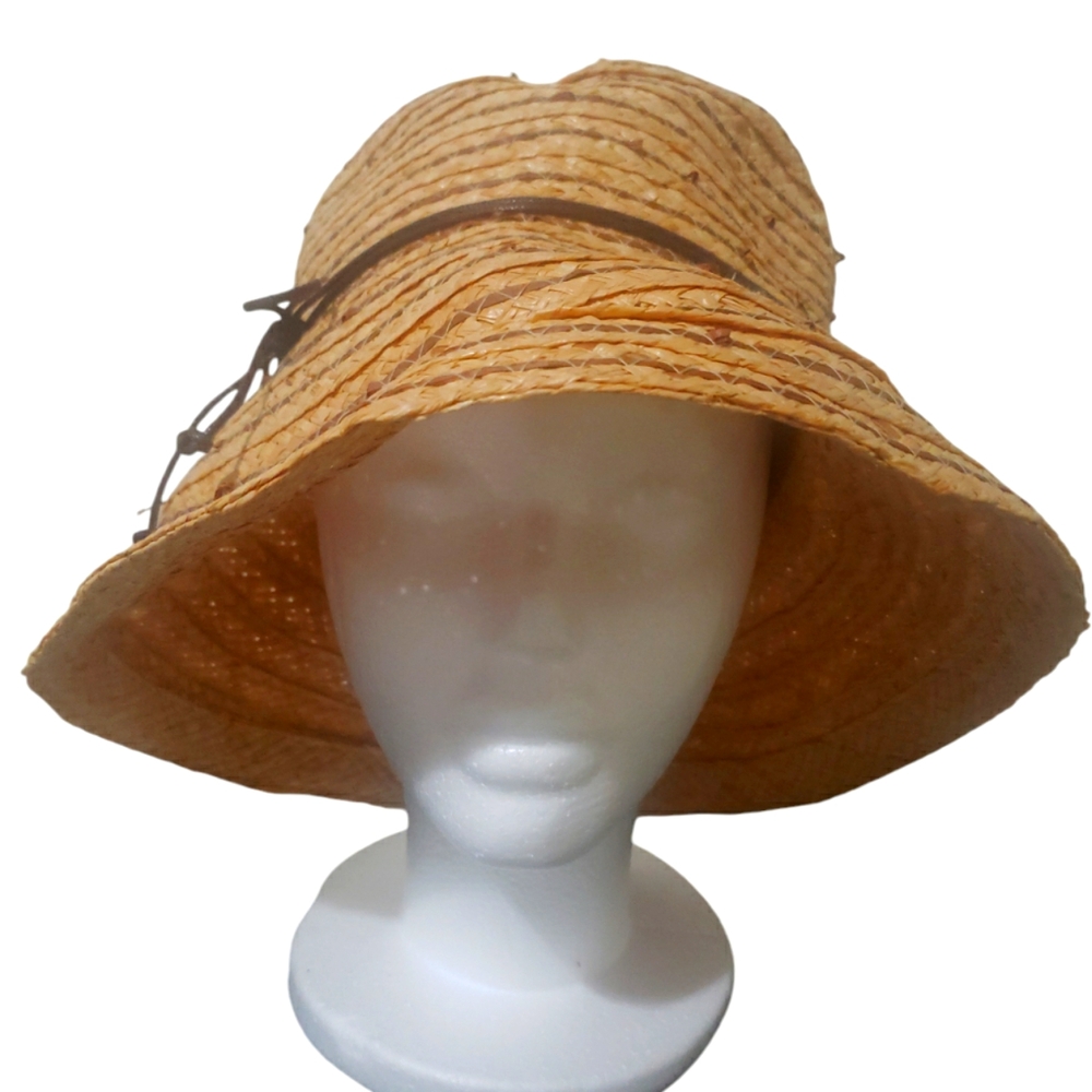 AUGUST STRAW BUCKET HAT WIDE BRIM PACKABLE SUN HAT